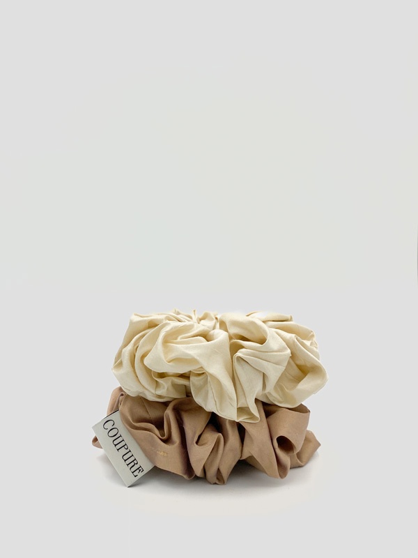 Silk taffeta scrunchie : Cream