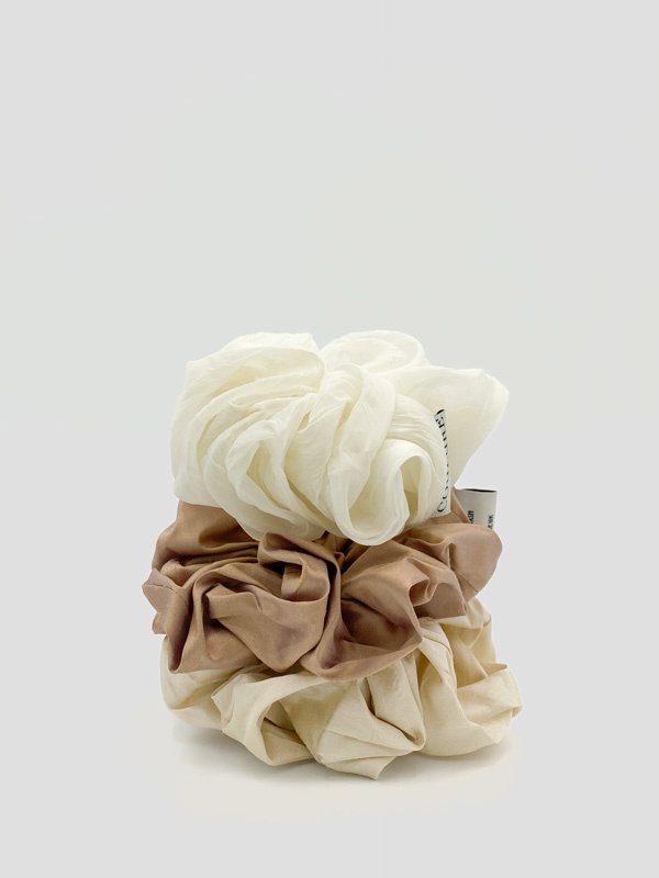 Silk taffeta scrunchie : Cream